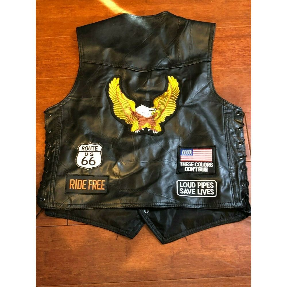 Buffalo Leather Diamond Plate Biker Vest